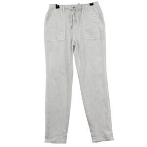 Judy Blue High Rise Jogger Jeans Size 9 White Zip Drawstring Waist Stretch Denim